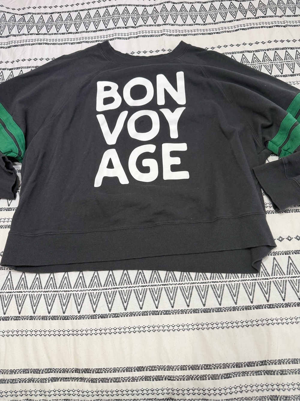 Women’s “Bon Voyage" Black & Green Graphic Sweatshirt